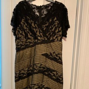 Formal lace and beaded black and tan dress. Size 18w